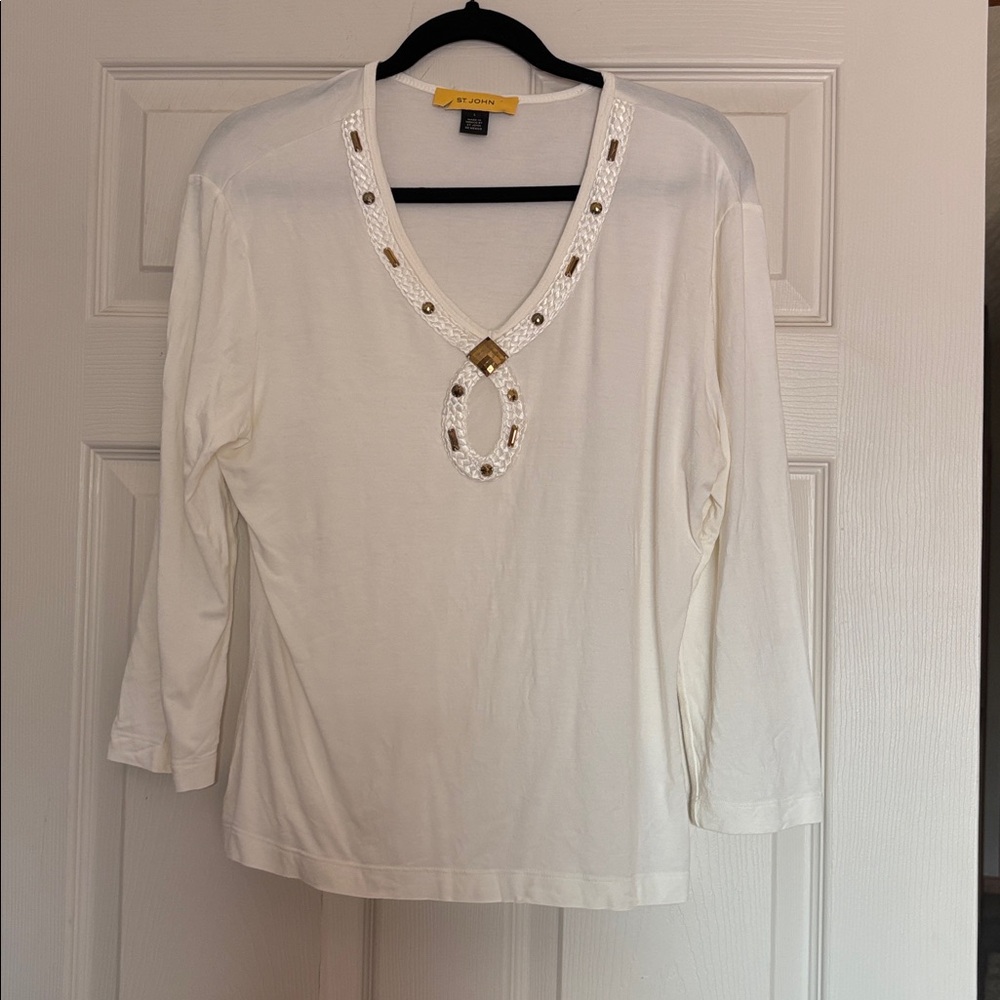 St. John White Top with Yellow Tag